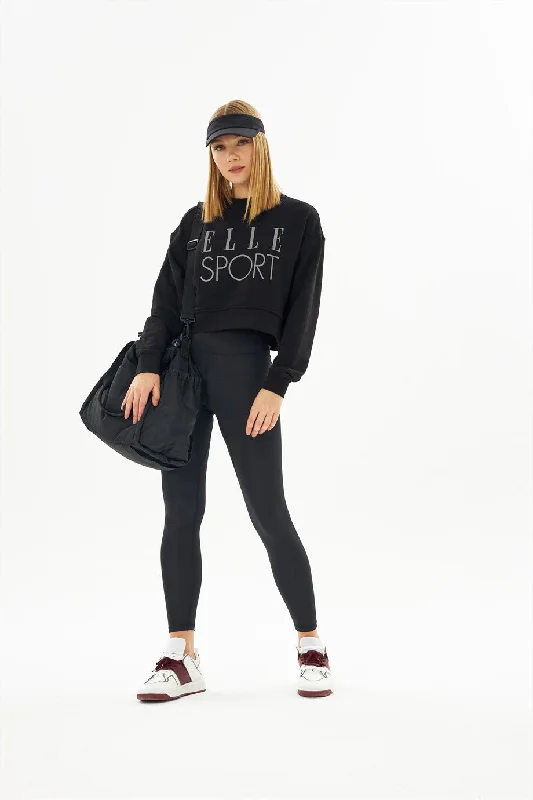 Angelino Sport Reflector Women's Crop Sweatshirt Hoodie with Ribbed Neckline Snug Warm Angelino Sport Reflector Women's Crop Sweatshirt Hoodie with Ribbed Neckline Snug Warm