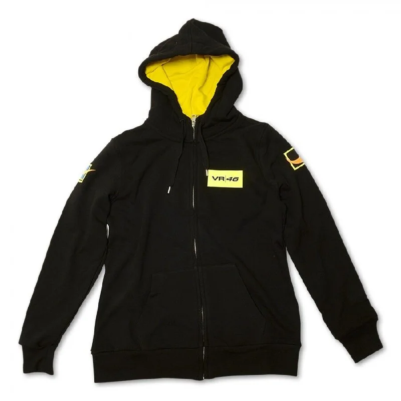 Official Valentino Rossi VR46 Woman'S Zip Up Hoodie - Vrwfl 52304 Hoodie with Strings Custom Fit Adjustable Official Valentino Rossi VR46 Woman'S Zip Up Hoodie - Vrwfl 52304 Hoodie with Strings Custom Fit Adjustable