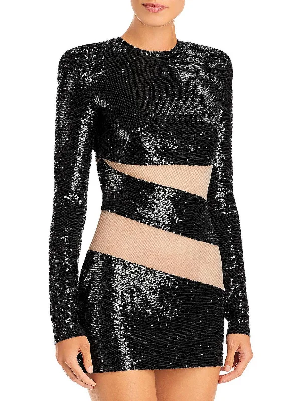 Elise Womens Sequined Illusion Cocktail and Party Dress Shift Classic Vintage