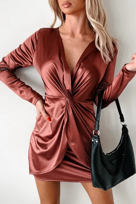 Complete Devotion Twist Knot Mini Dress (Marsala) Comfortable Boho Mini Dress