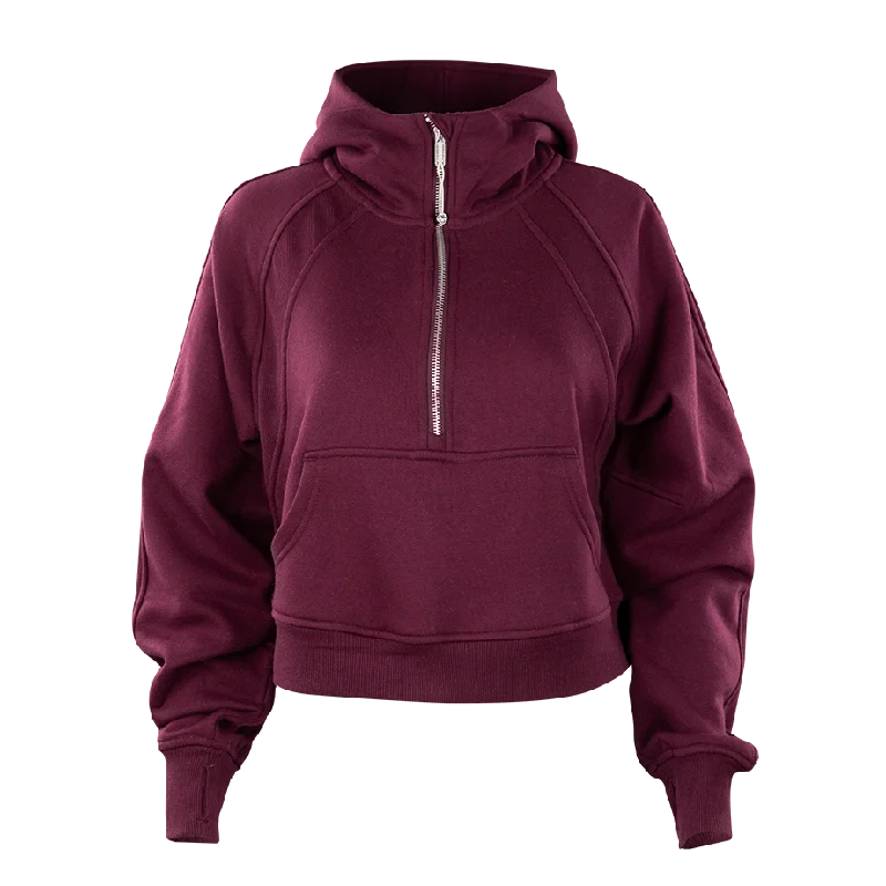 Maroon Half Zip Hoodie Oversized Hoodie Comfort Casual