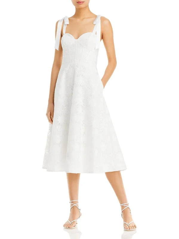 Womens Tie Shoulder Midi Cocktail and Party Dress Tunics Luxurious premium