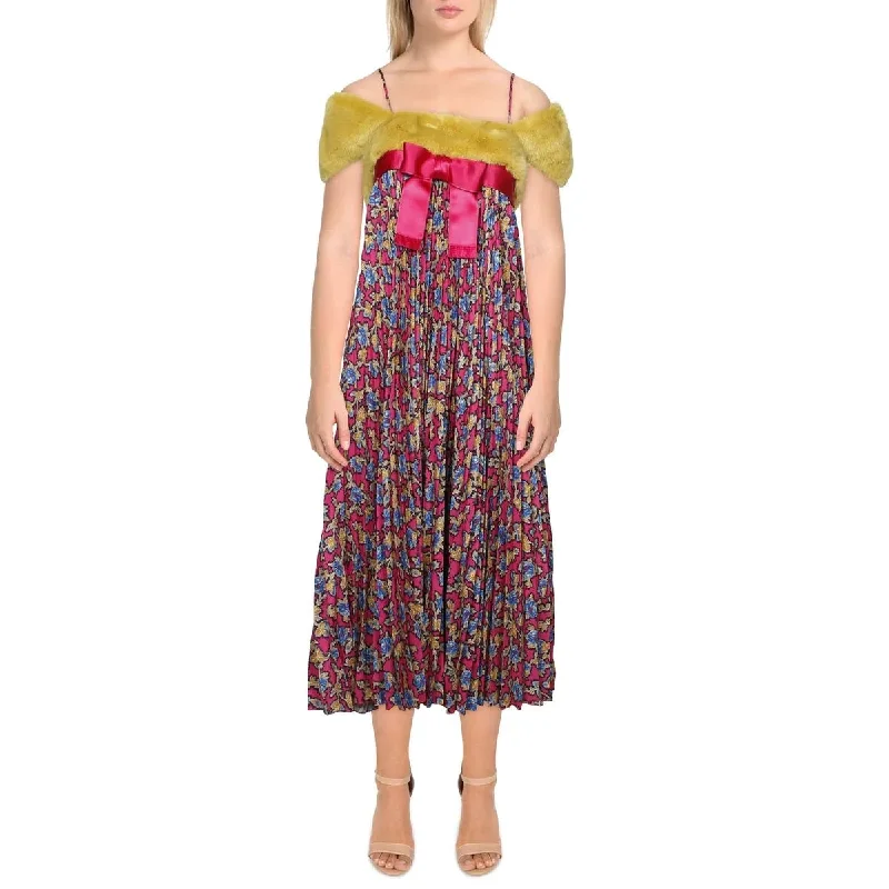 Red Valentino Women's Mink Pleated Cocktail/Party Dress, Magenta, 38 Tunics Custom made