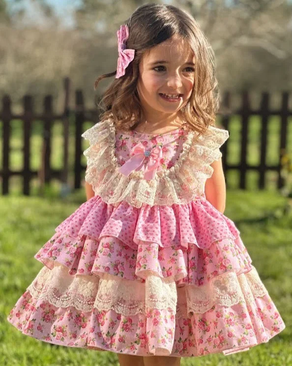 Roses and Hearts Ruffle Dress Tunics Velvet soft