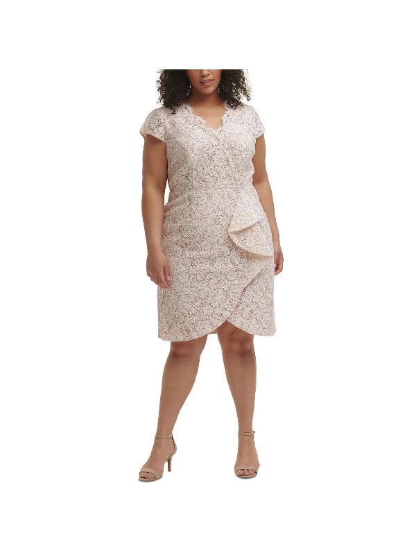 Plus Womens Lace Ruffle Cocktail and Party Dress Tunics Handmade artisanal