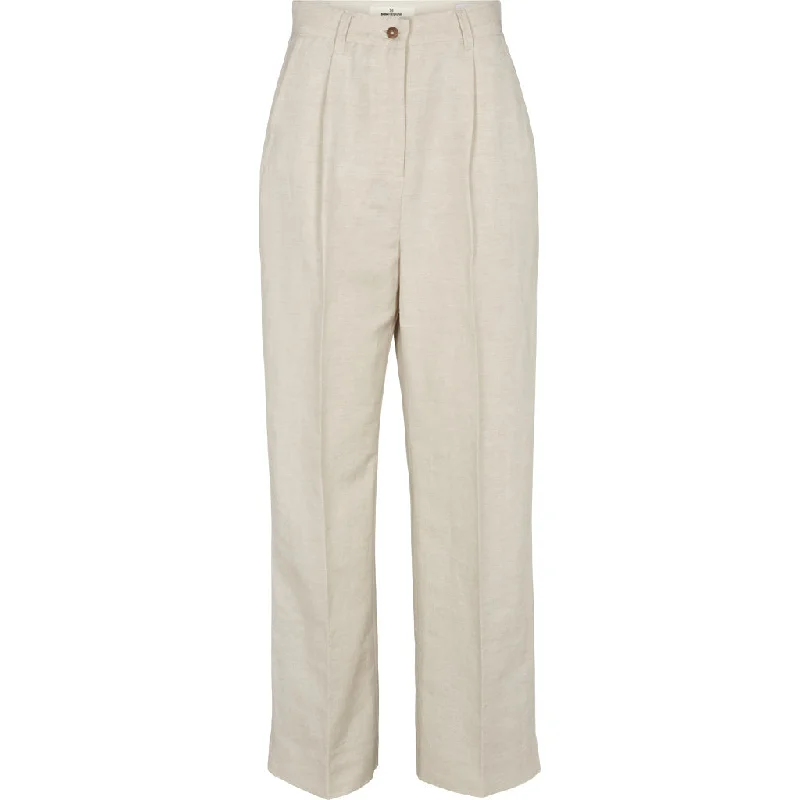 Basic Apparel - Nata Pants - Naturmeleret Classic Pleated Pants