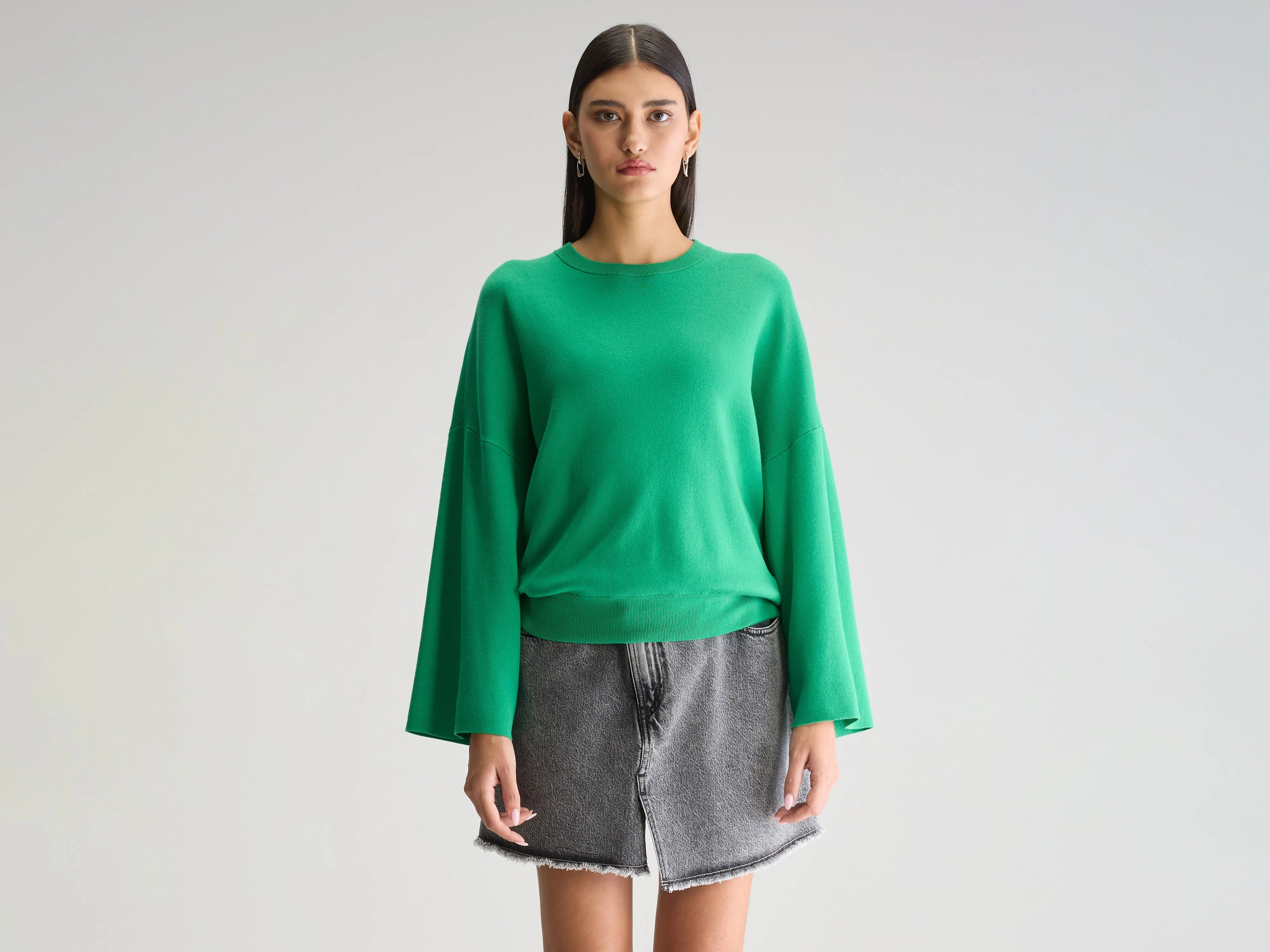 Anga round-neck sweater (251 / W / MOJITO) Striped Floral Plaid
