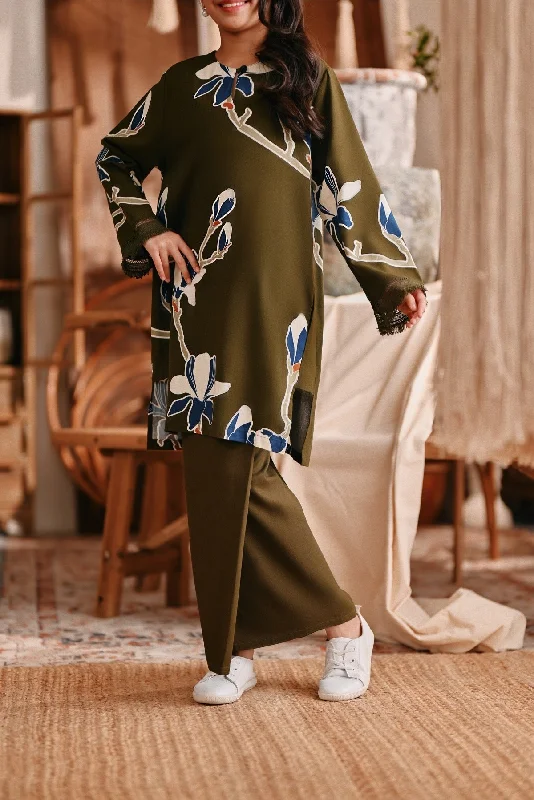 The Bay Folded Skirt - Olive chiffon skirt flowing