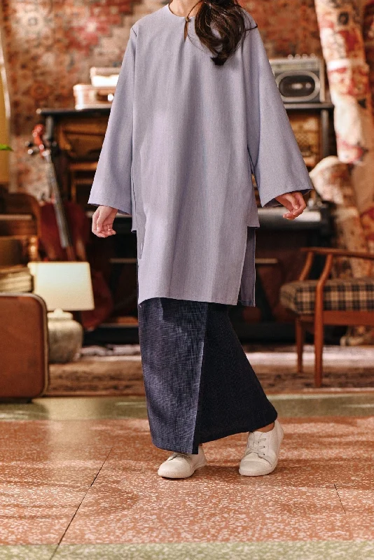 The Akar Kita Folded Skirt - Nature Navy relaxed fit skirt