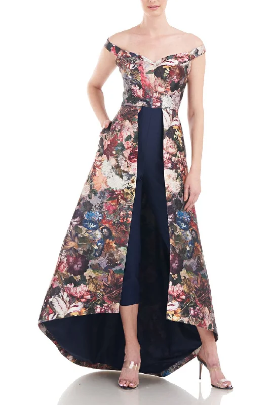 Kay Unger Off Shoulder Sleeveless High Low Hem Mikado Skirt with Stretch Crepe Pant Comfortable Denim Trousers Kay Unger Off Shoulder Sleeveless High Low Hem Mikado Skirt with Stretch Crepe Pant Comfortable Denim Trousers