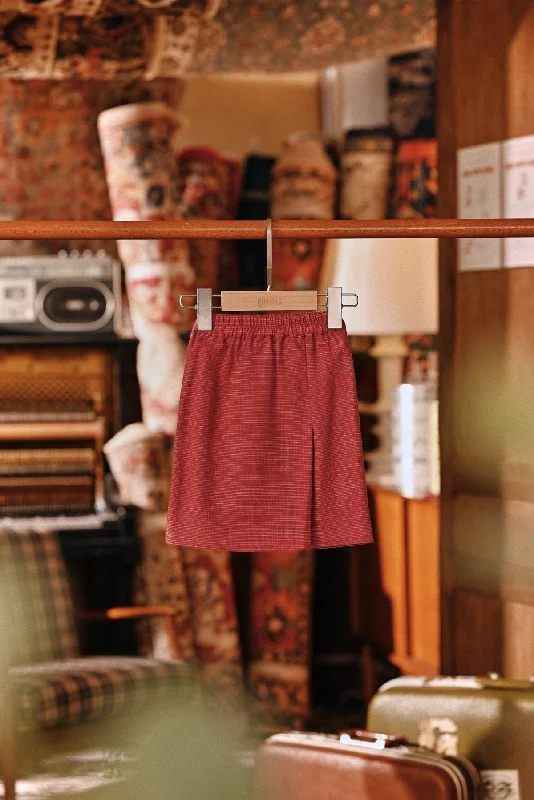 The Akar Kita Babies Folded Skirt - Nature Scarlet velvet skirt plush