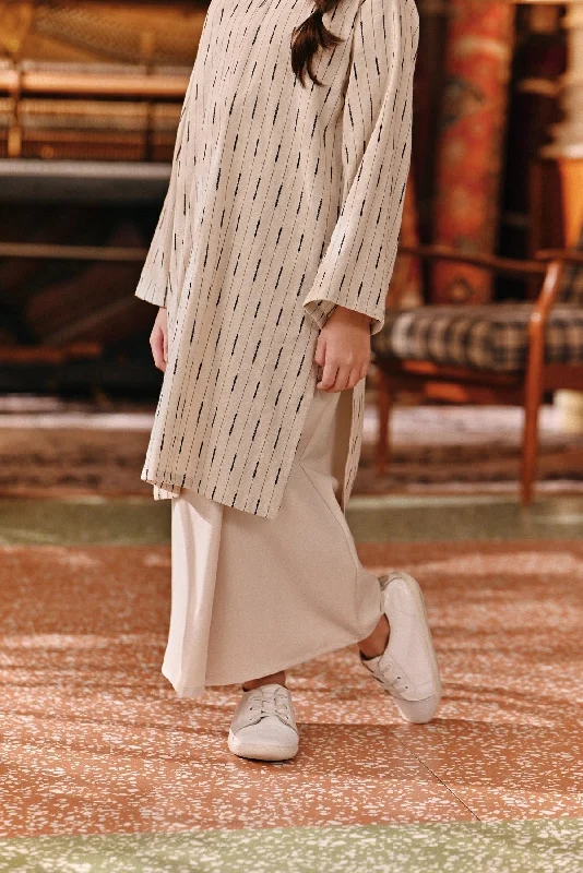 The Akar Kita Folded Skirt - Fog Cream velvet skirt rich