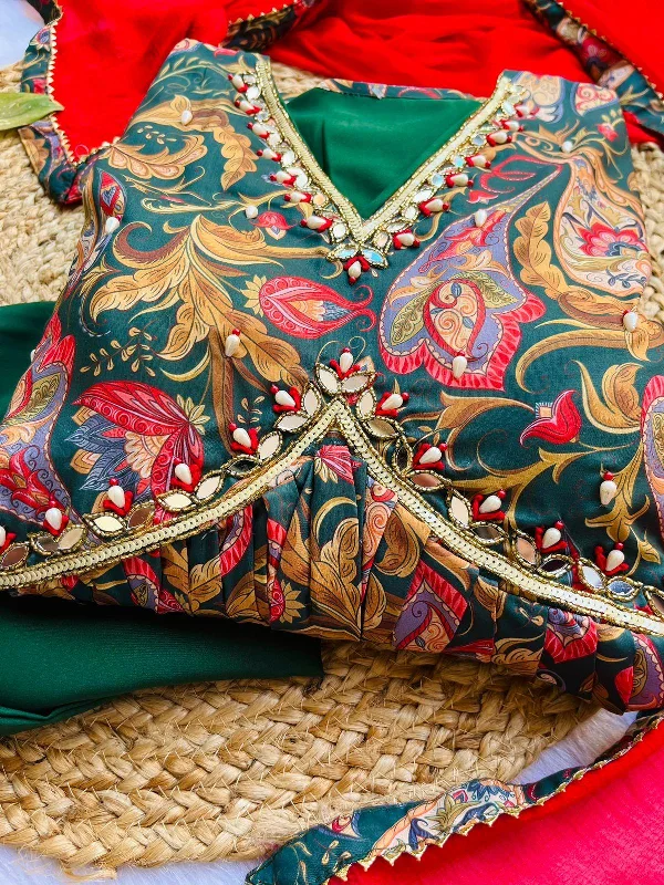 Green Red Boho Floral Special: Aliya Cut Dresses with Dupatta and Pant! 🌺🌺 Wide-Legged Palazzos Green Red Boho Floral Special: Aliya Cut Dresses with Dupatta and Pant! 🌺🌺 Wide-Legged Palazzos