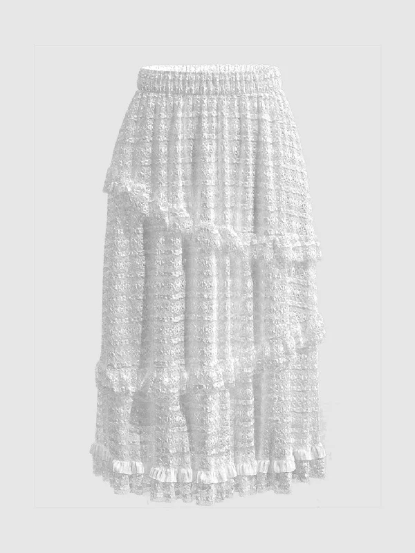 Crochet Maxi A-Line Skirts casual skirt length