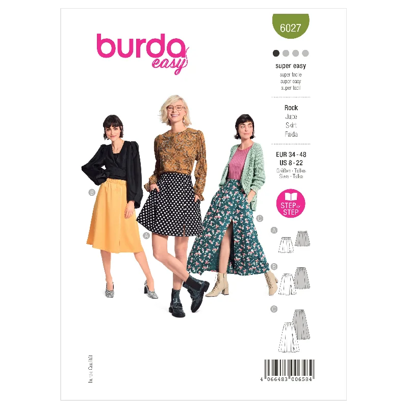 Burda Pattern 6027 Misses' Skirt/Pants Stylish Slim Trousers