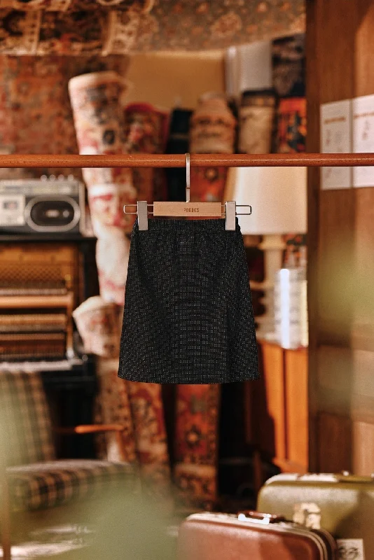 The Akar Kita Babies Folded Skirt - Black Dash casual skirt length