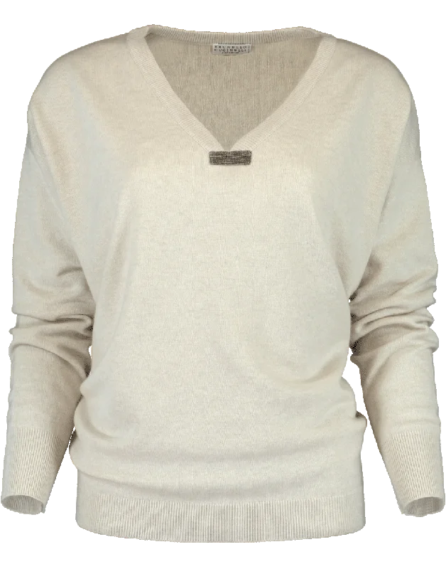 Oversize Monili Detail Sweater Elasticated Padded Insulated