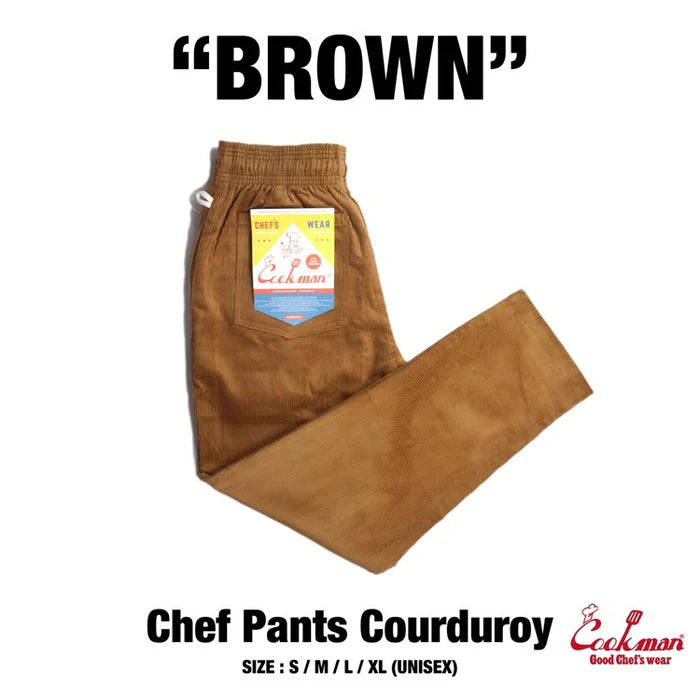 Cookman USA Chef Pants Corduroy Brown Comfortable Denim Pants