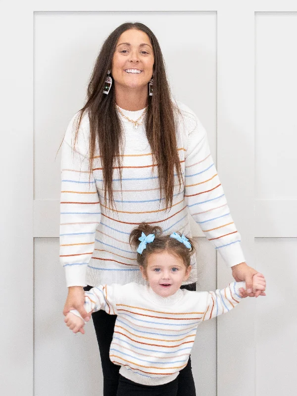Mom & Me Warm Stripes Mock Neck Sweater Soft Cozy Warm