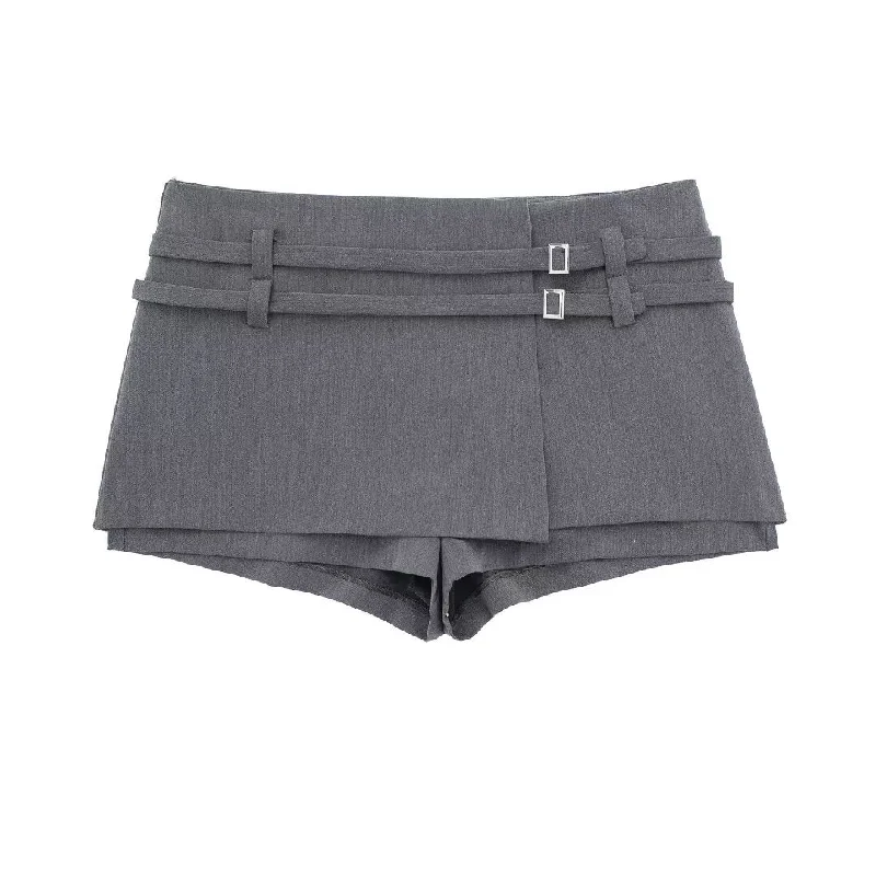 Yipinpay New Spring Style Buckle Decoration Solid Color Fashion Dress Pants 25553140 Chic Slim Fit Pants