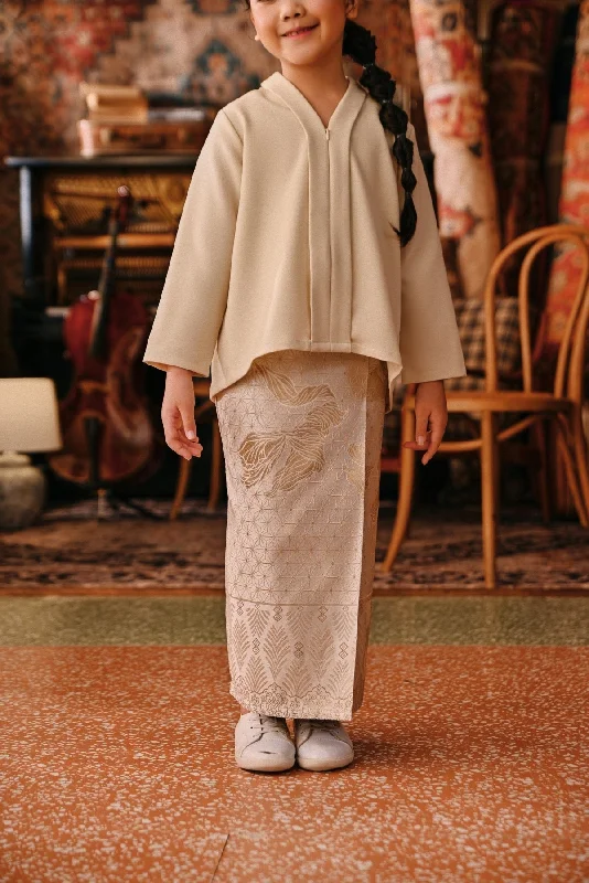 The Akar Kita Jacquard Skirt - Creme Glow cashmere skirt soft