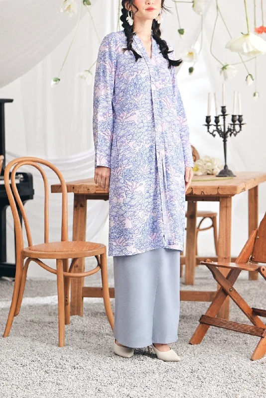 The Mimpian Women Buttons Skirt - Light Pigeon Blue linen skirt light