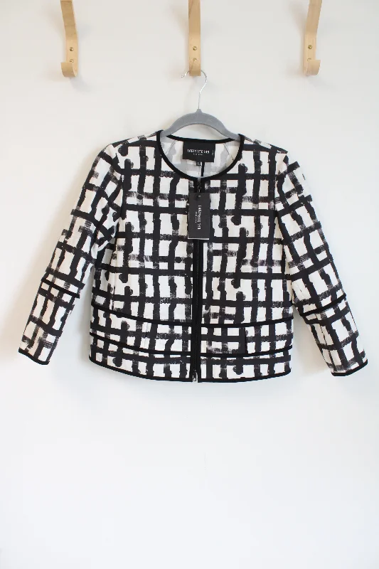 NEW Lafayette 148 New York White Multi Black Patterned Light Jacket | 4 Petite Mesh Jacket Canvas Jacket Denim Jacket NEW Lafayette 148 New York White Multi Black Patterned Light Jacket | 4 Petite Mesh Jacket Canvas Jacket Denim Jacket