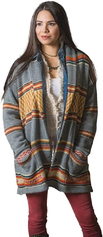 STS Ranchwear Women's Tularosa Sweater in Gray STS2494 Open Front Closed Front Wrap Front