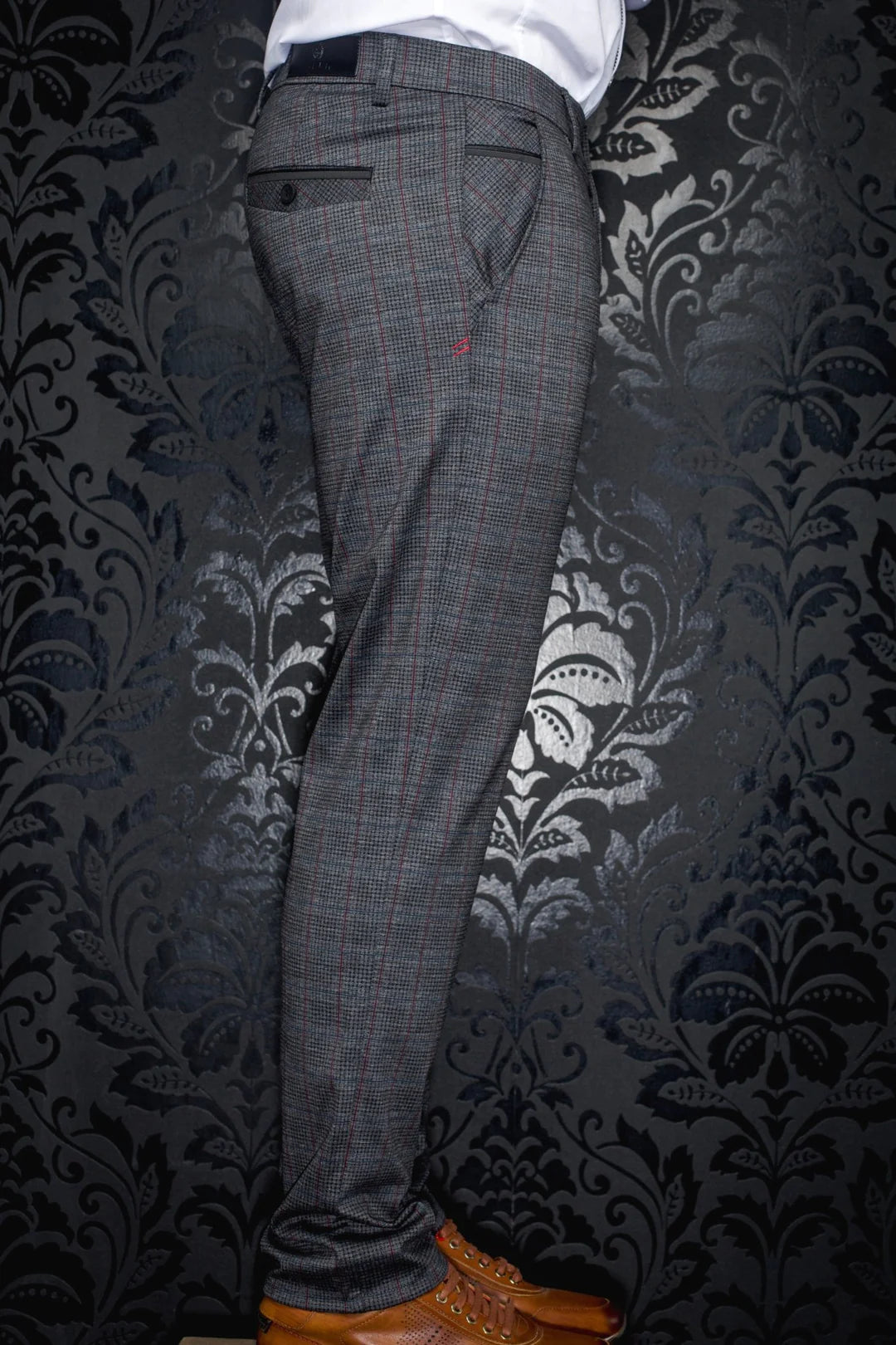 Au Noir Dressy Stretch Pant | Beretta Taylor Dark Grey Multi Comfortable Maternity Pants