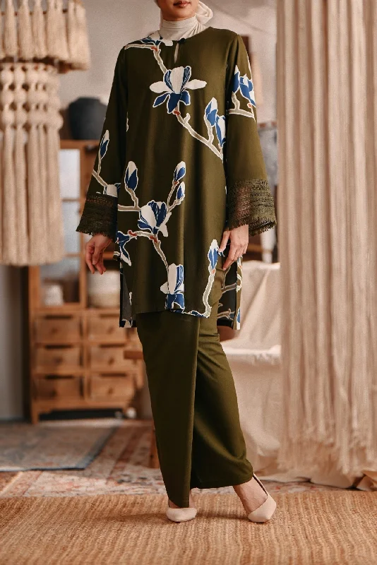 The Bay Women Folded Skirt - Olive belted skirt waist