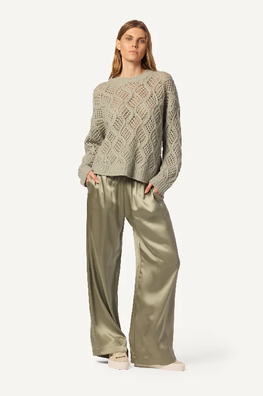 BRYNN  WIDE LEG SILK PANT | EUCALYPTUS Elegant Palazzo Trousers