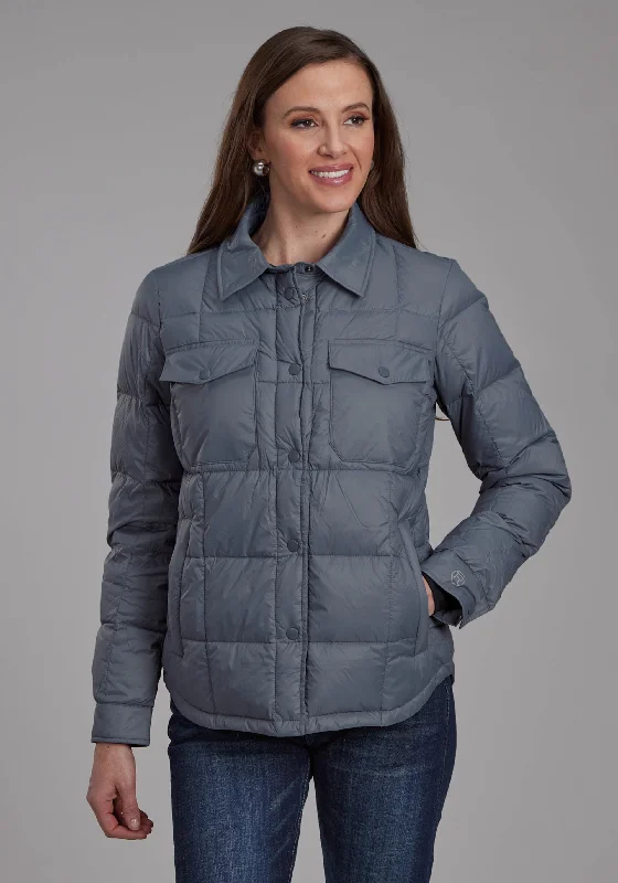 2165 SILVER BLUE NYLON SHIRT JACKET Trench Coat Raincoat Waterproof Jacket