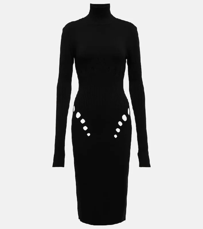 Jean Paul Gaultier Cutout wool-blend sweater dress Chenille Brocade Lace