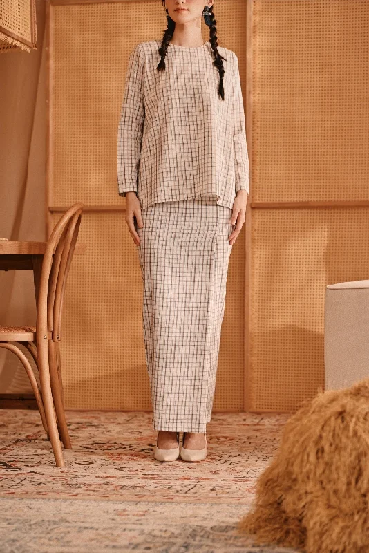 The Nest Women Folded Skirt - Earth Checked modal blend skirt