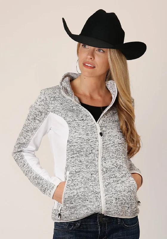 Roper Womens Sweater Knit Cream Polyester Fleece Jacket Nylon Fabric Polyester Fabric Spandex Fabric