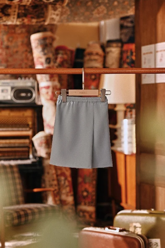 The Akar Kita Babies Folded Skirt - Silver Blue leather skirt sleek