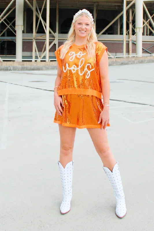 Queen of Sparkles Go Vols Sequin Sweater Vest Layered Multi-layer Single Layer