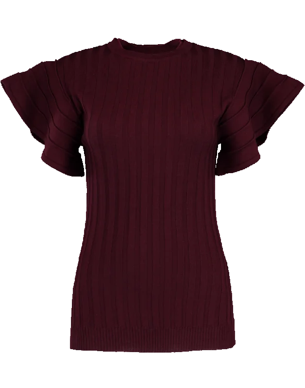 Flounce Ribbed Sweater Machine Wash Dry Clean Hand Wash