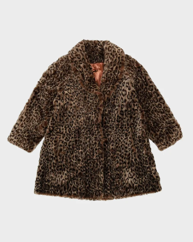 Leopard Print Patterned Faux Fur A-Line Jacket - M Jersey Jacket Tulle Jacket Batik Jacket Leopard Print Patterned Faux Fur A-Line Jacket - M Jersey Jacket Tulle Jacket Batik Jacket