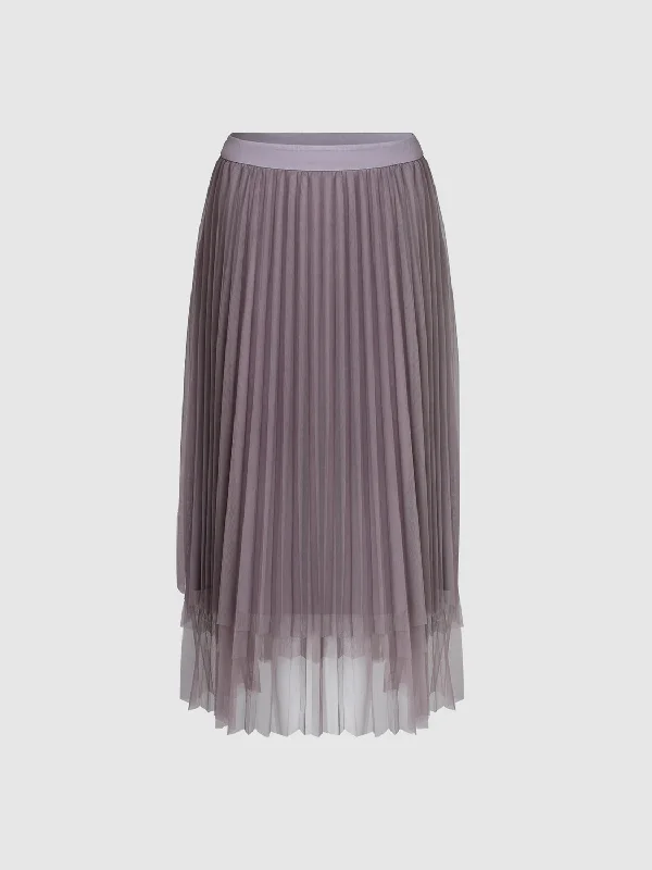 Mesh A-Line Skirts ribbed skirt waist