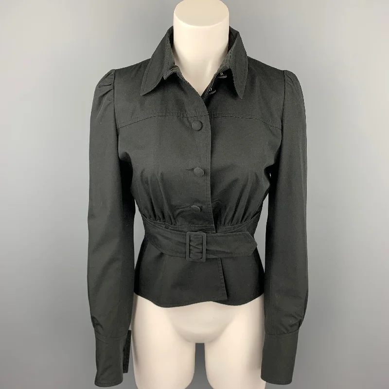 MARTIN GRANT Size S Black Cotton / Polyester Belted Jacket Fleece Jacket Down Jacket Feather Jacket MARTIN GRANT Size S Black Cotton / Polyester Belted Jacket Fleece Jacket Down Jacket Feather Jacket