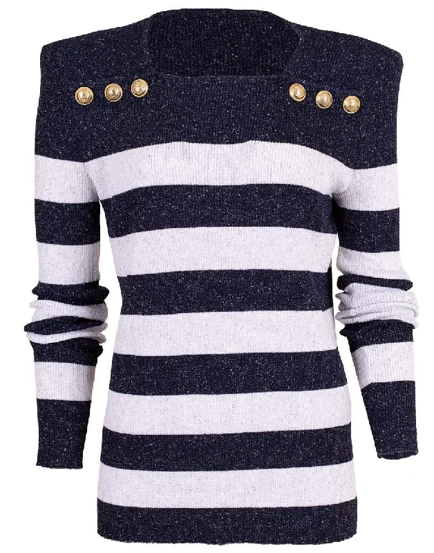 Striped Knit Sweater Terry Terry Cloth Terry Knit