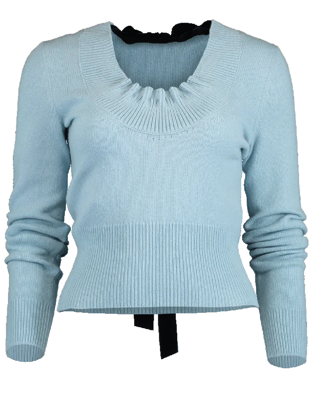 Bow Cashmere Sweater Layered Multi-layer Single Layer