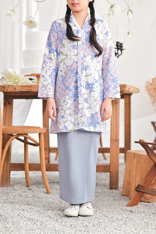 The Mimpian Buttons Skirt - Light Pigeon Blue corduroy skirt durable