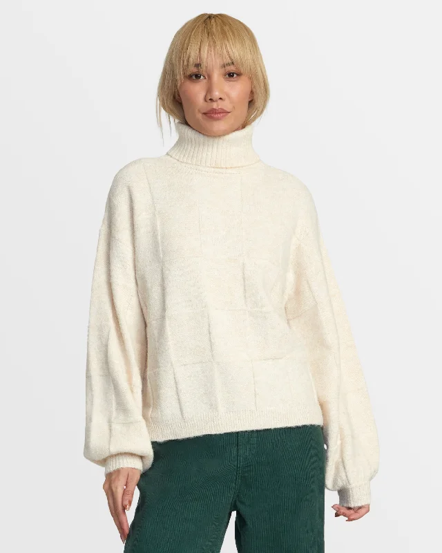 Vineyard Turtleneck Sweater - Oatmeal Bright Pastel Dark