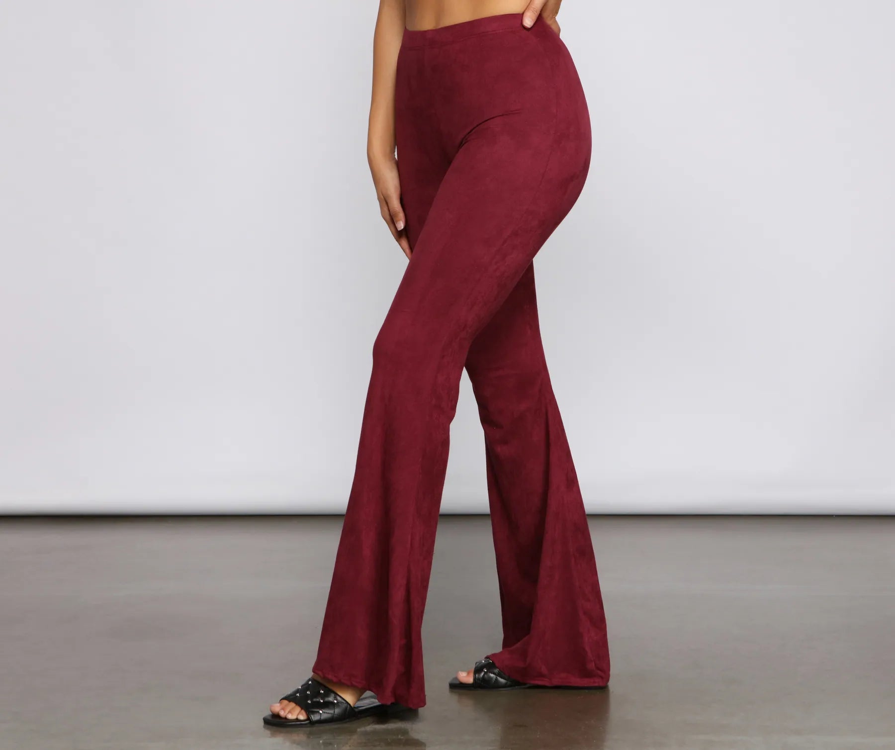 All That Flare Faux Suede Pants Classic Flared Pants