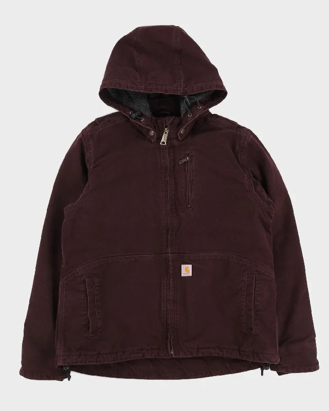 00s Carhartt Burgundy Workwear Hooded Fleece Lined Jacket - M Print Jacket Jacquard Jacket Patchwork Jacket 00s Carhartt Burgundy Workwear Hooded Fleece Lined Jacket - M Print Jacket Jacquard Jacket Patchwork Jacket