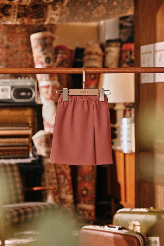 The Akar Kita Babies Folded Skirt - Mauve Taupe belted skirt waist