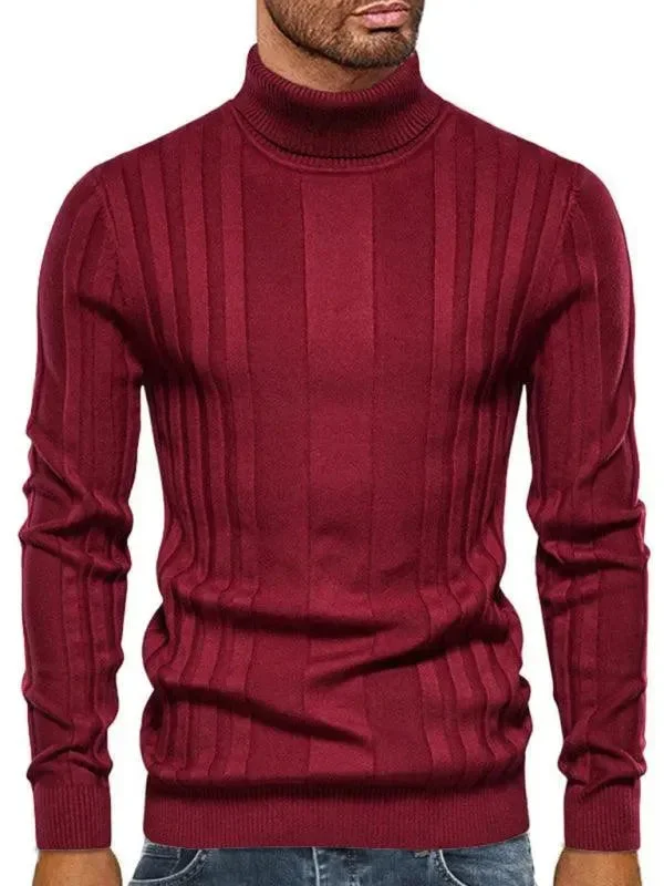 Casual Knitted Turtleneck Men Sweater Chenille Blend Fleece Blend Nylon Blend