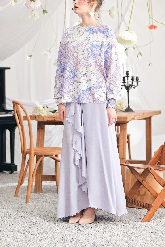 The Mimpian Women Ruffle Wide Skirt - Lilac wool skirt warm